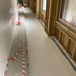 Blowerproof airtight coating applied to floor